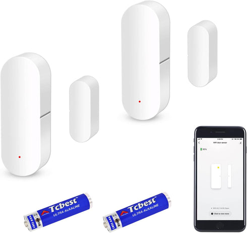 WiFi Door Sensor, Smart Window Contact Sensor for Home Security, Wireless Window Door Sensor Alarm Compatible with Alexa and Google Assistant, No ...