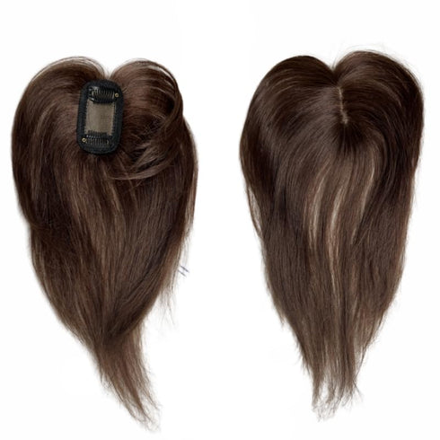 Natural Human Hair Bangs Side Fringe for Women 3D Middle Part False Bangs Clip-in Exrensions Invisible Hairpieces Human Hair Topper (Dark Brown Co...