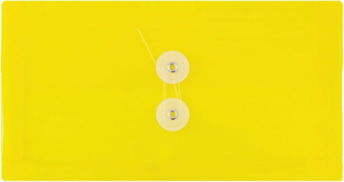 JAM PAPER Plastic Envelopes with Button & String Tie Closure - #10 Business Booklet - 5 1/4 x 10 - Yellow - 12/pack...