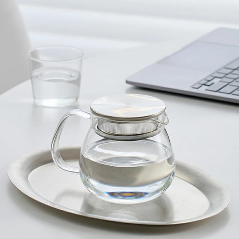 IwaiLoft Glass Teapot with Removable Stainless Steel Filter Lid Stovetop & Microwave Safe Borosilicate Glass Kettle for Loose Leaf, Blooming Tea A...