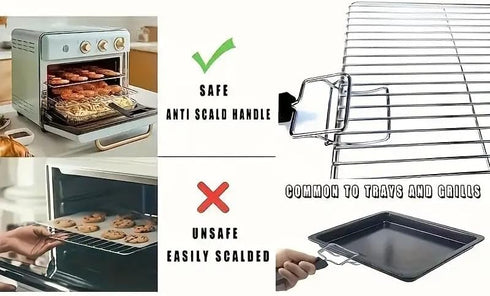 (2-PCs) Air Fryer Convection Toaster Oven Tray Extractor,Grills Extractor,Grills Clip,Scald Resistant Clip,Durable Handle Tool, Oven Tray Handle, ...