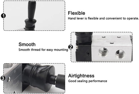 JIUWU 4H210-085 Way Pneumatic Air Hand Lever Operated Valve Solenoid Valve Port 1/4 Inches Manual Control Valves...