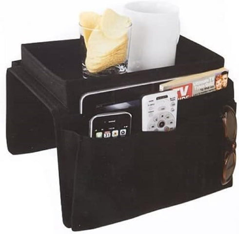 Dependable Industries inc. Essentials Sofa Armrest Organizer with Table - 5 Pockets, Anti-Slip Bottom, TV Remote Holder - Drapes Over Sofa Arm Rel...