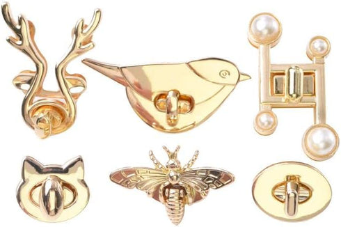 Bobeey 6 Sets Turn Locks for Purses Light Gold Alloy Purses Lock Animal Twist Lock Purse Hardware Bag Clasp Accessories...