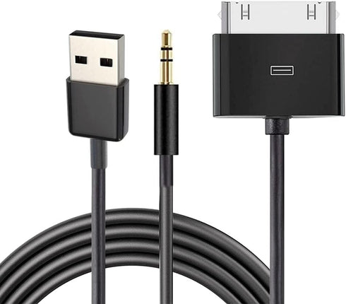 30 Pin to AUX USB, 30 Pin Charger Dock to 3.5mm Car AUX Audio USB Charger Cable Data Sync Transfer & Charging for Phone 3G 4G Pod Touch (Black)......
