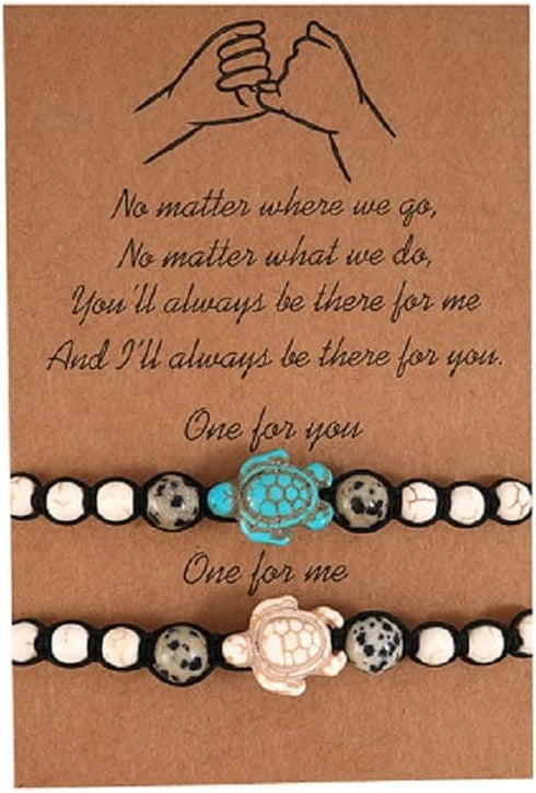 Fuqimanman2020 2pcs Bohemian Turquoise Turtle Beaded Braided Bracelet Set Adjustable String Strand for Women Summer Beach Holiday Jewelry...