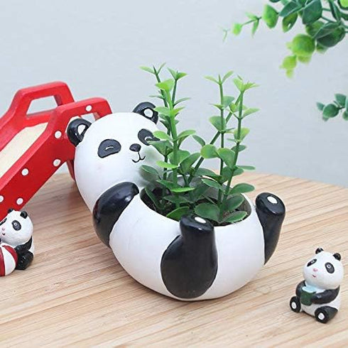 Cute Panda Flowerpot Animal Resin Succulent Planter Desk Mini Ornament...