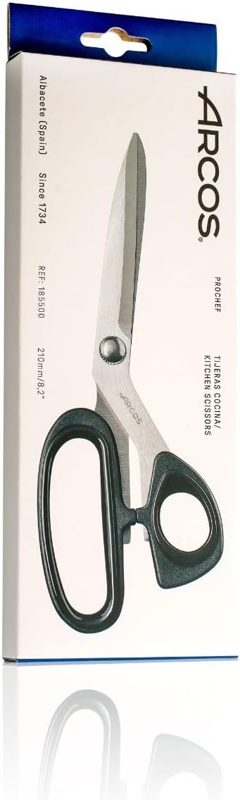 Arcos Kitchen Scissors 8 Inch Stainless Steel. Scissors for Meat Use. Polypropylene Handle and 210 mm Blade. Series Prochef. Black Color...