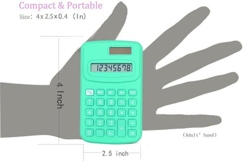 Basic Calculator Dual Power 8 Digit Silicone Button Desktop Calculator (4 Colors, Set of 8)...