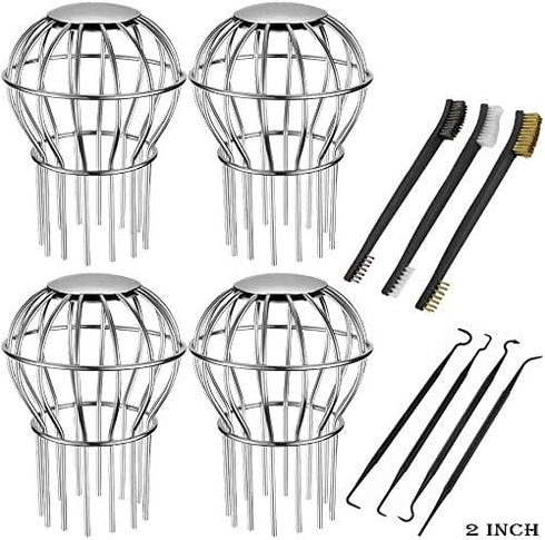 11Pcs Gutter Guard Downspout Leaf Filter Set, 2 Inch 304 Stainless Steel Seeds Debris Down Pipe Gutter Balloon Guard Filter Strainer Gutter Protec...
