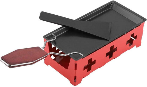 Raclette Table Grill, Portable Cheese Raclette Non-Stick BBQ Cheese Melt Pan Cheese Raclette with Foldable Handle Baking Tray Stove Set Home Kitch...
