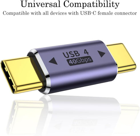 AuviPal USB C Male to Male Adapter (2 Pack), USB Type C Connector Extender Compatible with Thunderbolt 4/3 Support up to 100W Charging, 40Gbps Dat...