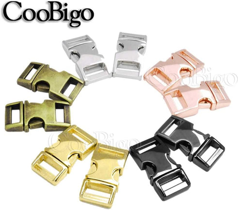 10 Pack Metal 3/8" Side Release Buckle Parachute 550 Cord Bracelet Paracord Buckles for Dog Collar Bag Backpacks Webbing Leather DIY Craft Sewing ...