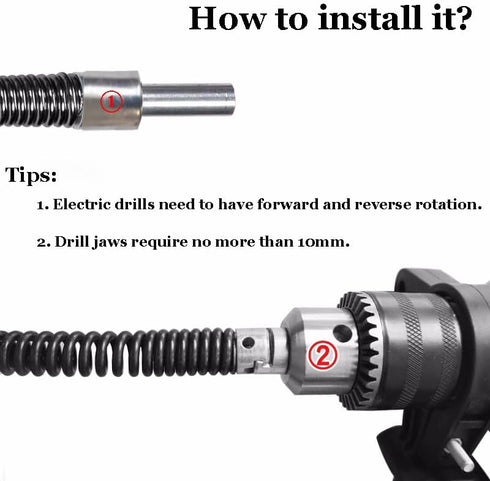Drain Clog Remover with Drill Connector Drain Auger Cable Drain Snake 9.84Ft Flexible Plumbing Drill Pipe Cleaner for Kitchen, Bathroom, Toilet an...