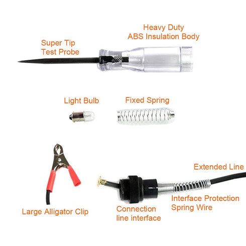 Automotive Circuit Tester, 6-24V Test Light Indicator with Sharp Carbon Probe for Fuse Testing, Light Sockets, Short Circuits, Wires, Electricians...
