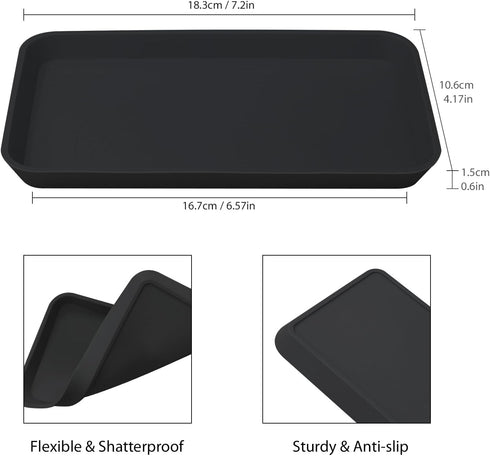 Countertop Vanity Tray, Bathroom Silicone Shatterproof Tray, Soap and Sponge Holder for Kitchen Sink Toilet Tank Tray, Bathroom Trays for Counter,...