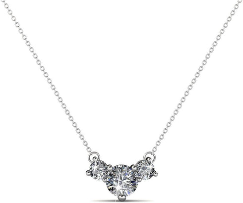 Cate & Chloe Calliope 18k White Gold Plated 3-Stone Pendant Necklace | Beautiful Sparkling Crystal Stones Silver Drop Necklace for Women...