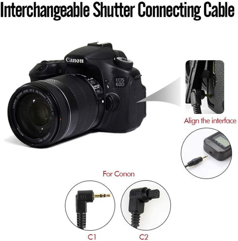 PHOTOOLEX Intervalometer Digital Camera Remote Shutter Release Controller LCD Timer Control with Cord for Canon EOS Rebel T6 T7 80D 70D 60D 60Da 7...