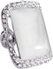 Retro Big Rectangle Statement Ring for Women Girls Silver Plated Cubic Zirconia Geometric Band Rings Comfort Fit CZ Engagement Wedding Mother's Da...