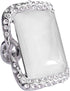 Retro Big Rectangle Statement Ring for Women Girls Silver Plated Cubic Zirconia Geometric Band Rings Comfort Fit CZ Engagement Wedding Mother's Da...