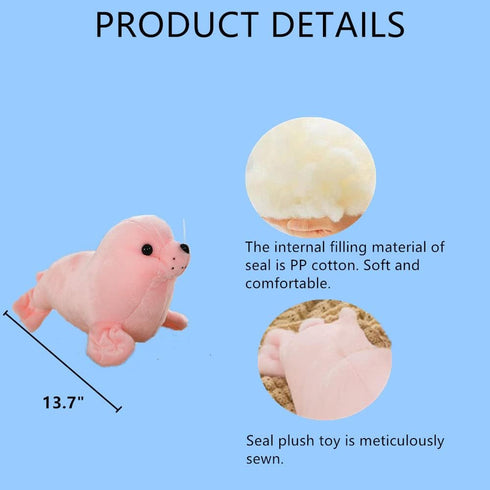 Seal Stuffed Animal Pillows Plush Toys Hug Sleep Cute for Kids Gifts 13.7"(Pink)...