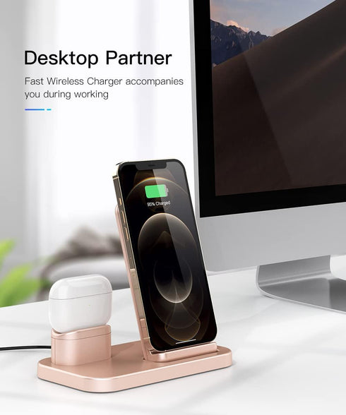 BEACOO Angle Adjustable Wireless Charger, 2 in 1 Wireless Charging Station for iPhone and AirPods, Charging Dock for AirPods Pro/2/1, 7.5W Qi Fast...