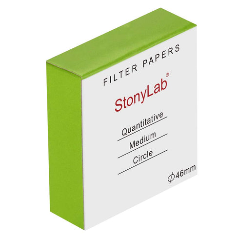 StonyLab Quantitative Filter Paper Circles, 46mm Diameter Cellulose Filter Paper with 20 Micron Particle Retention Medium Filtration Speed, Pack o...