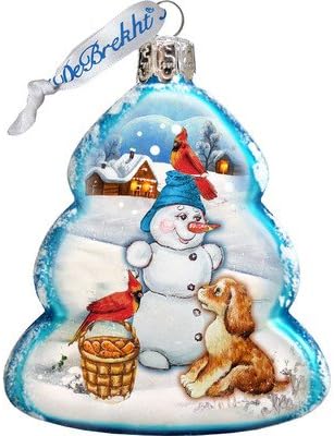 Building A Snowman Glass Ornament, Christmas Decor - 773021 Art by G.DeBrekht...