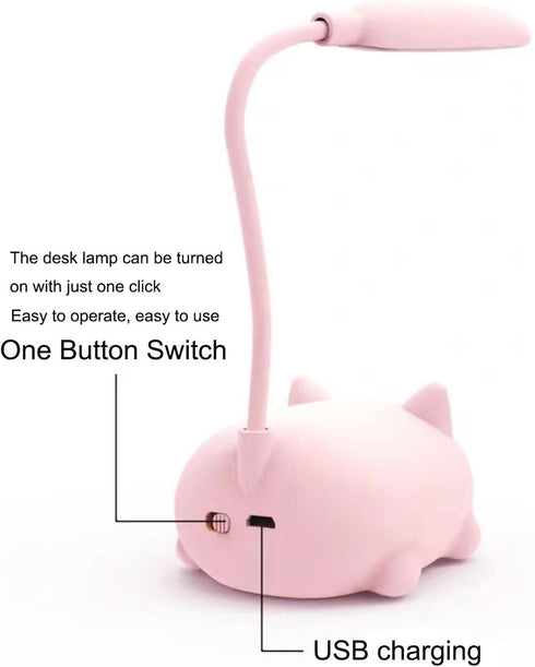 Mini Cat Night Light, LED Desk Lamp for Kids,Cute Cat Foldable USB Rechargeable Reading Light Bedroom Children's Bedside Study (Pink)...