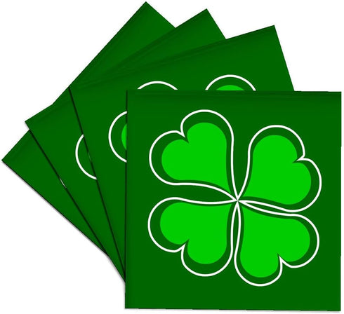 3dRose Lucky Green Shamrock - Ceramic Tile Coasters, Set of 4 (CST_77561_3)...