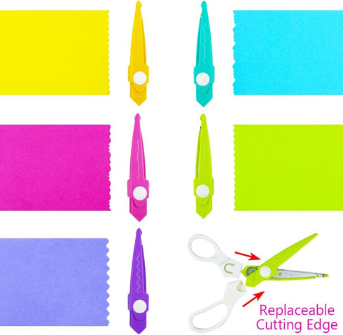 Decorative Paper Edge Scissors Set, 5 pairs Zig Zag Edges with Portable Organizing Container, great for DIY Paper Wavy Edge Cutting, Crafts, Scrap...