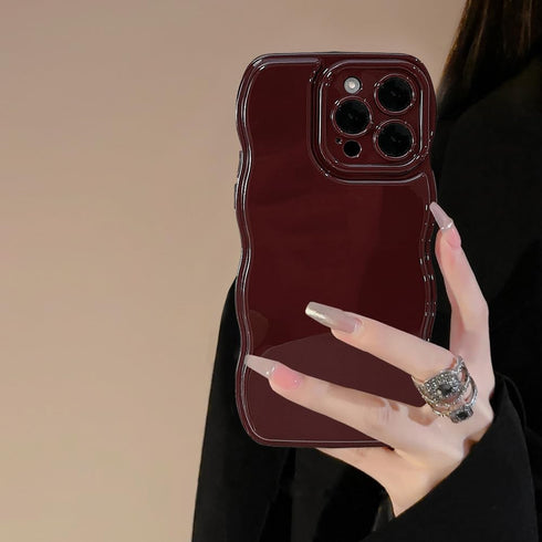 iPhone 13 Case,Simple Wave Design Wavy Frame Soft Silicone Aesthetic Phone Case for iPhone 13 Phone Case,Wine Red...