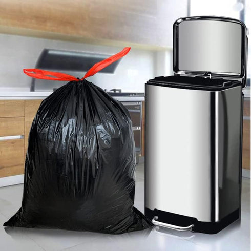 Kitchen trash bags, drawstring trash bags, 4 gallon black trash bags for small kitchen, office, bedroom, living room, multipurpose, 60 count....