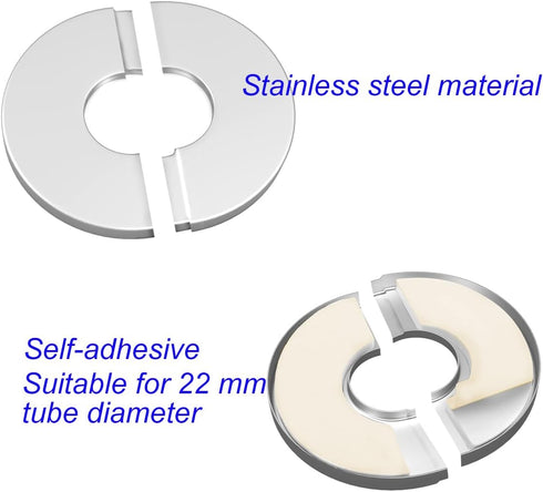 Wall Split Flange Stainless Steel split Escutcheon Plate Self-Adhesive Plumbing Cover Plates Round for 22mm Diameter Pipe...