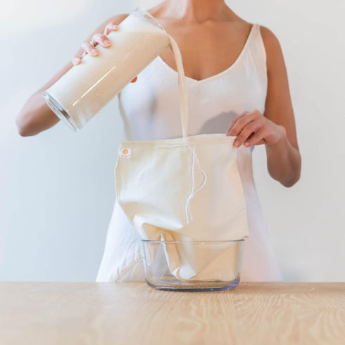 Pro Quality Organic Cotton Nut Milk Bag 2 Pack - 12"X12" XL Bags - Heavy Duty Reusable All Purpose Food Strainer - Food Grade BPA-Free...