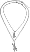 Heavy Gothic Grunge Rabbit Pendant Easter Bunny Choker Necklace Statement Long Chain Punk Multilayer Steel Material Choker Necklace for Women and ...