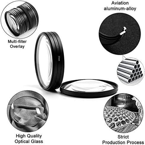 40.5mm Close-up Filter Kit 4 Pieces(+1,+2,+4,+10) Macro Filter Accessory Close-up Lens Filter Kit Set with Lens Filter Pouch for Canon Nikon Sony ...