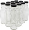 nicebottles Clear Glass Beverage/Sauce Bottles, 12 Oz, Black Caps - Case of 12...