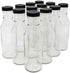 nicebottles Clear Glass Beverage/Sauce Bottles, 12 Oz, Black Caps - Case of 12...