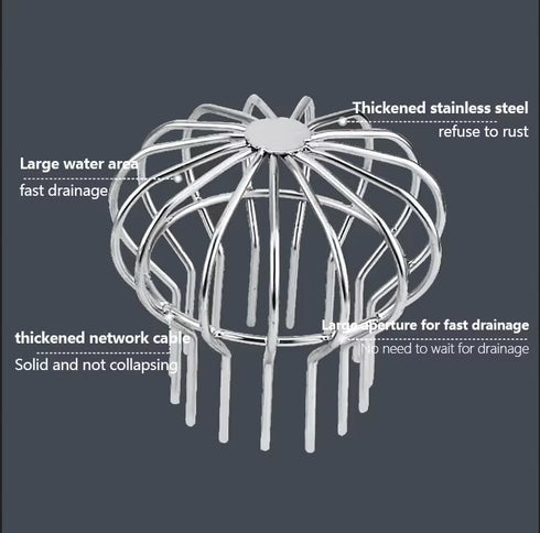 3 Inch 304 Stainless Steel Gutter Guard, Filter Strainer Fits for Round Downspout, Anti-Blocking Line Cap Drain Cover...