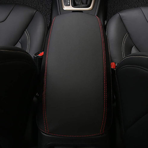 Leegi AAGIILEEYO Jeep Armrest Box Cover,1pc Black with Red Center Console Cover Fit for 2017 2018 2019 Jeep Cherokee...