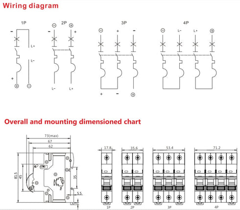 Mini Circuit Breaker DC,Din Rail 6KA DC MCB (1P 40A 250VDC)...