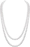 Elegant Women Lady Long White Sweater Created Pearl Necklace Beaded necklace...