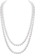 Elegant Women Lady Long White Sweater Created Pearl Necklace Beaded necklace...