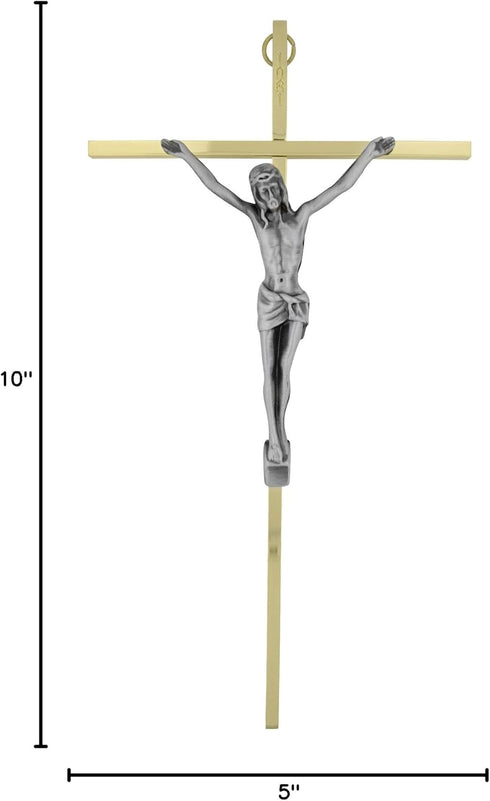 Two-Tone Metal Wall Crucifix with Gift Box, 10"...