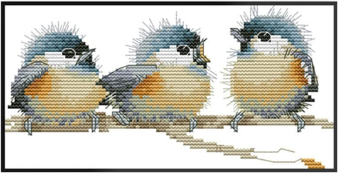 OHAOLYLE Cross Stitch Kits, Stamped Cross Stitching Kits Preprinted for Beginners DIY 11CT Hand Needlework Kits Embroidery Starter Kits Three Bird...