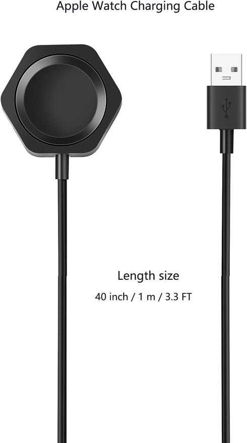 Short Watch Charger Compatible with Apple Watch Charger, USB A Cord Wireless Charging Compatible for iWatch 9/8/7/6/SE/5/4/3/2 (3.3ft/40inch/100cm...