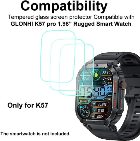 Tempered Glass Screen Protector for K57 K57 PRO, Compatible with KACLUT, GLONHI, EIGIIS, KLOGIPOW, OCTDG, ESFOE, PODOEIL K57 pro 1.96 inches Rugge...