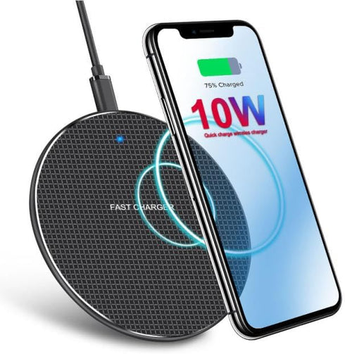 Wireless Charger, 10W Qi-Certified Charging Pad with Control Technology Compatible with (iPhone 15/14 /13/12/ 11/ XR/XS/ 8 Plus) for Samsung Galax...
