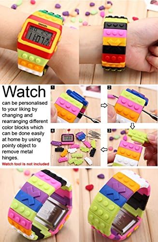 Men's Ladies Blocks Constructor Digital LED Backlight Alarm Sport Wrist Watch...